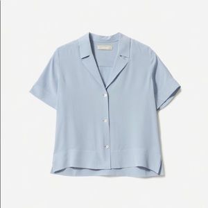 Light Blue 100% Silk Everlane Short Sleeve Button Up, Sz 12